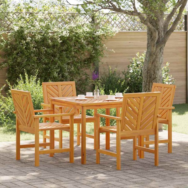 Garden dining set 5 pcs Brown Solid acacia wood