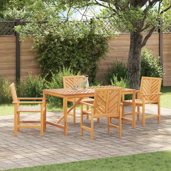 Garden dining set 5 pcs Brown Solid acacia wood
