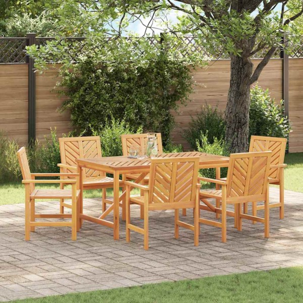 Garden dining set 7 pcs Brown Solid acacia wood