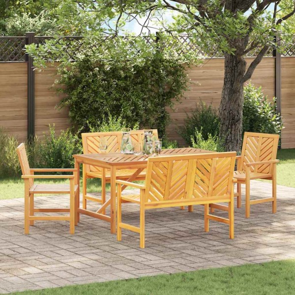 Garden dining set 5 pcs Brown Solid acacia wood
