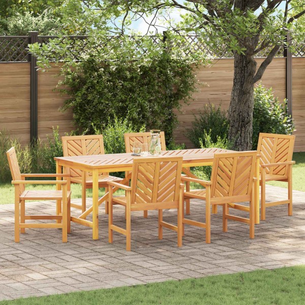 Garden dining set 7 pcs Brown Solid acacia wood