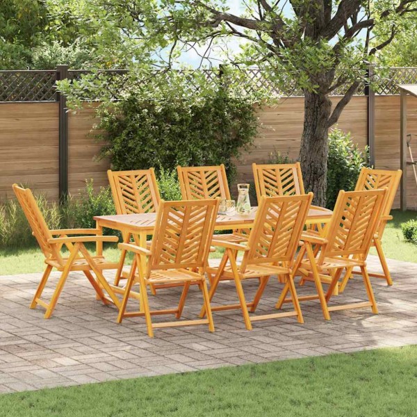 Garden dining set 9 pcs Brown Solid acacia wood