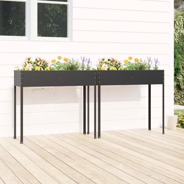 Garden beds, 2pcs., anthracite, galvanized steel