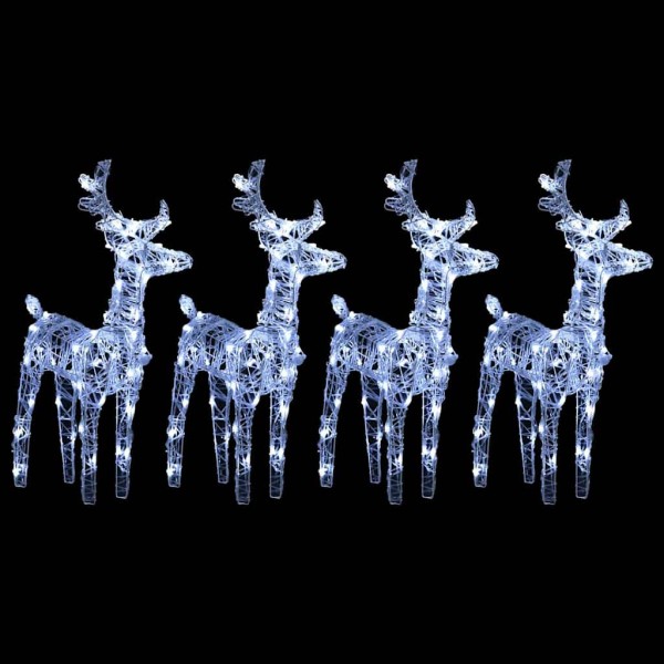 Christmas deer, 4 pcs., acrylic, 160 cold white LEDs