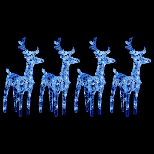 Christmas deer, 4 pcs., acrylic, 160 blue LEDs