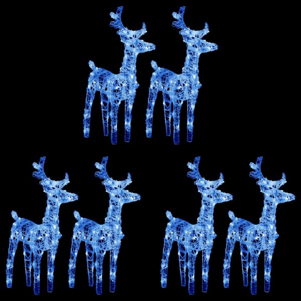 Christmas deer, 6 pcs., acrylic, 240 blue LEDs