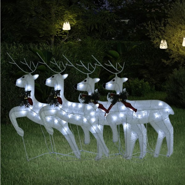 Christmas deer, 4 pcs., cool white, 80 LED bulbs