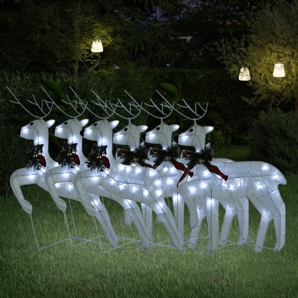 Christmas deer, 6 pcs., cool white, 120 LED bulbs