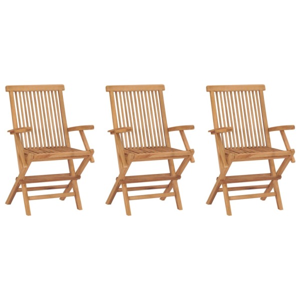 Folding garden chairs, 3 pcs., solid teak wood