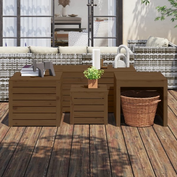 Set of garden boxes, 4 pcs., honey brown, solid pine