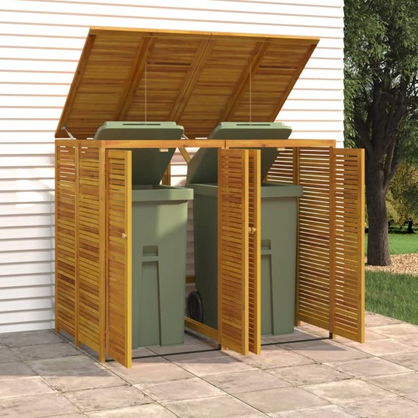Double garbage container shelter, 140x89x117cm, acacia