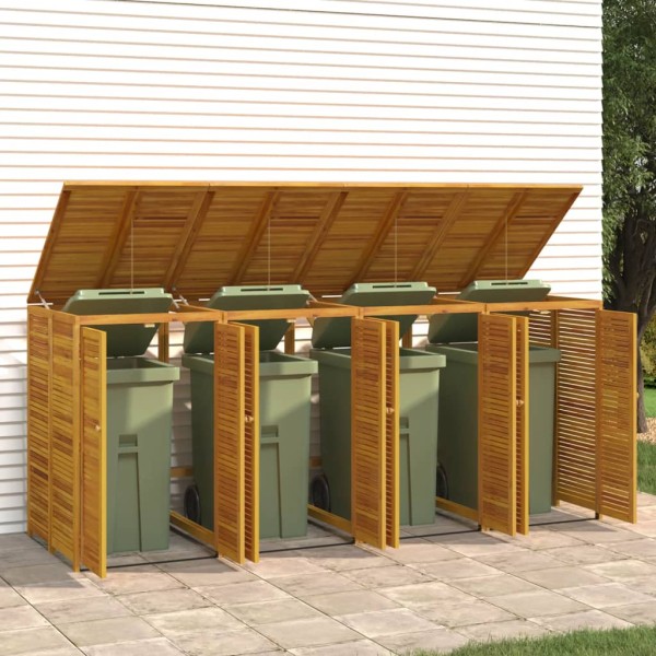 Four-place garbage container shelter, 280x89x117cm, acacia