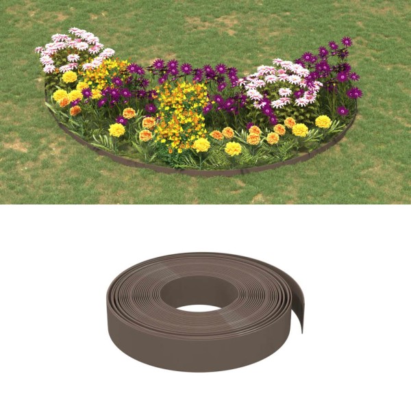 Garden borders, 4 units, brown, 10m, 10cm, polyethylene