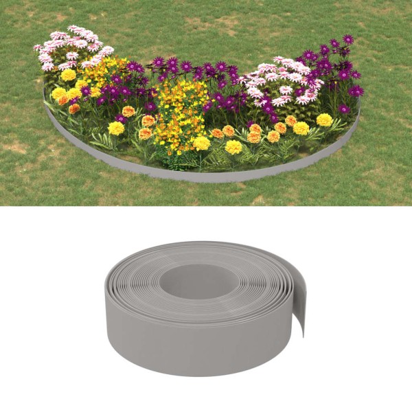 Garden edging, 3 pcs., gray, 10m, 15cm, polyethylene