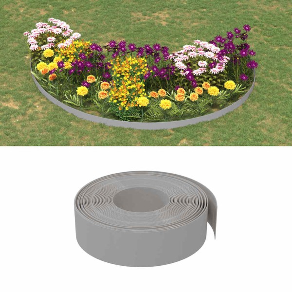 Garden edging, 4 pcs., gray, 10m, 15cm, polyethylene