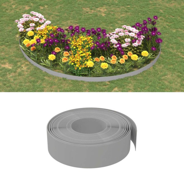 Garden edging, 5 pcs., gray, 10m, 15cm, polyethylene