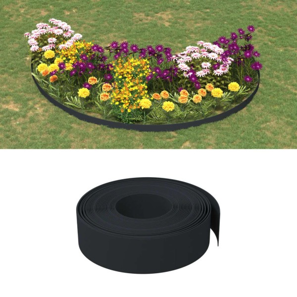 Garden edging, 5 pcs., black, 10m, 15cm, polyethylene