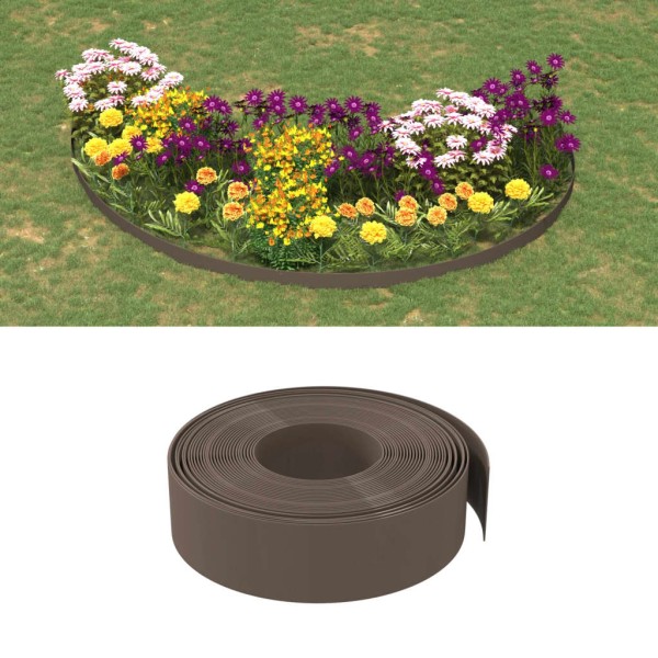 Garden borders, 4 units, brown, 10m, 15cm, polyethylene