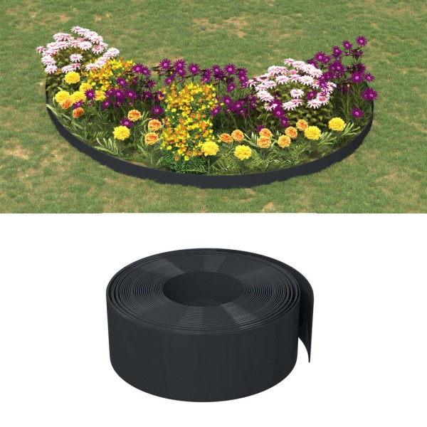 Garden borders, 4 pcs., black, 10m, 20cm, polyethylene