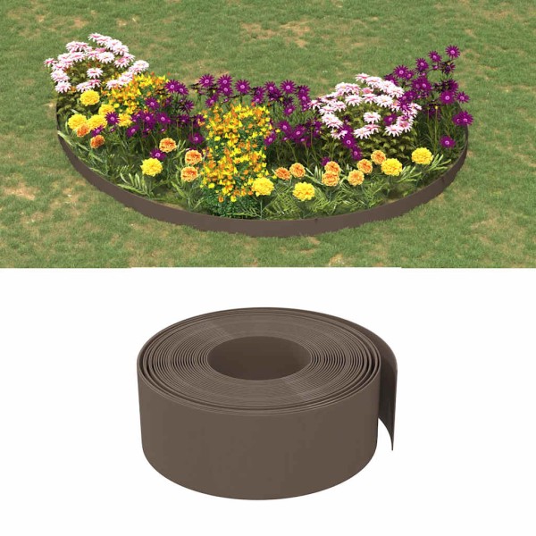 Garden borders, 3 units, brown, 10m, 20cm, polyethylene