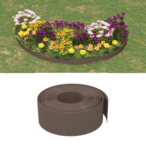 Garden borders, 4 units, brown, 10m, 20cm, polyethylene