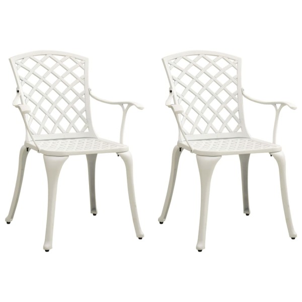 Garden chairs, 2 pcs., white, cast aluminum
