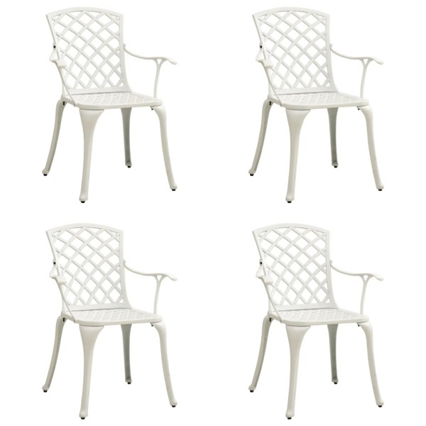 Garden chairs, 4 pcs., white, cast aluminum