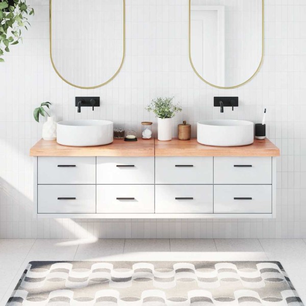 Bathroom table top, light brown, 180x50x(2-6)cm, wood