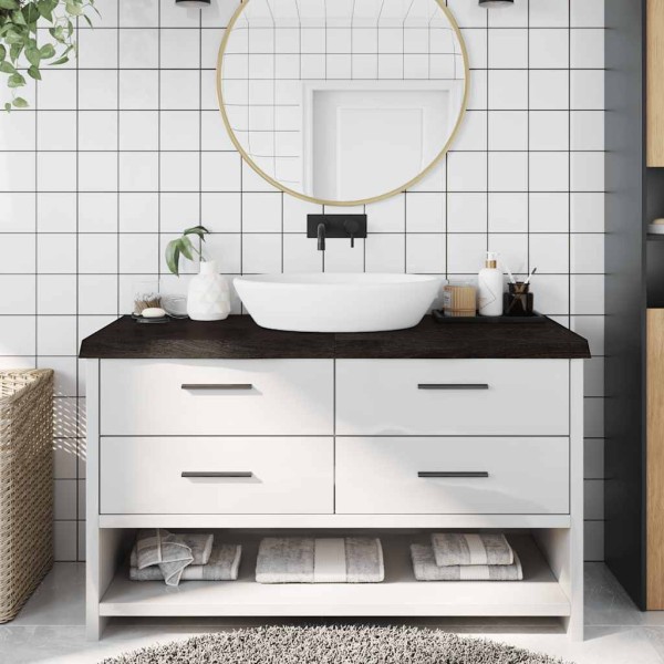 Bathroom countertop, dark brown, 140x60x(2-6)cm, wood