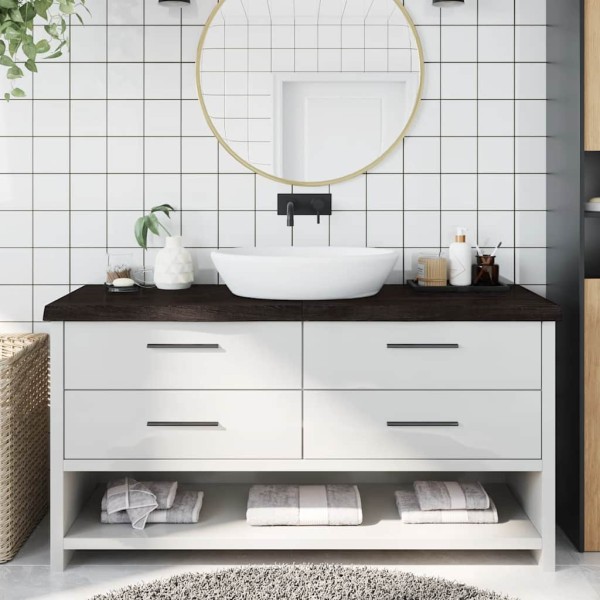 Bathroom countertop, dark brown, 160x60x(2-6)cm, wood