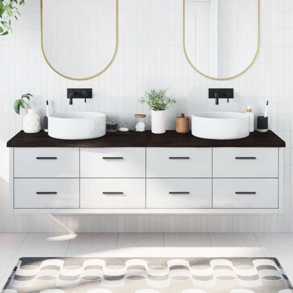 Bathroom countertop, dark brown, 200x50x(2-4) cm, wood