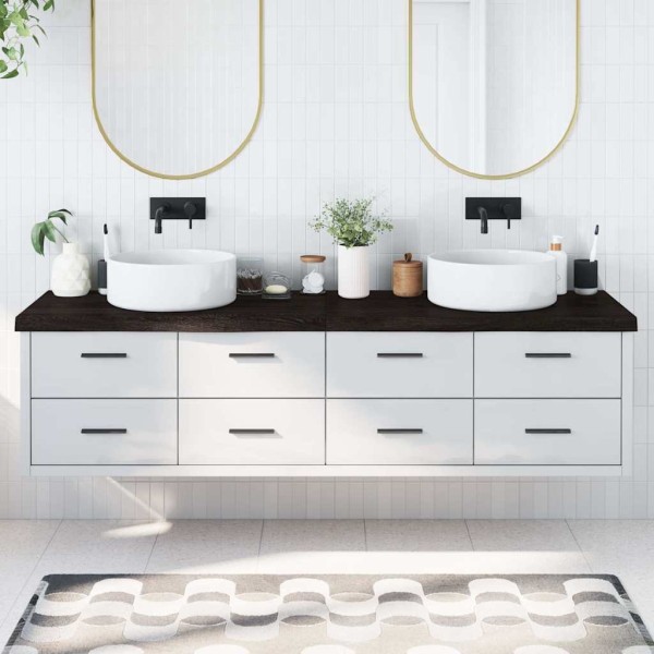 Bathroom countertop, dark brown, 200x60x(2-6)cm, wood