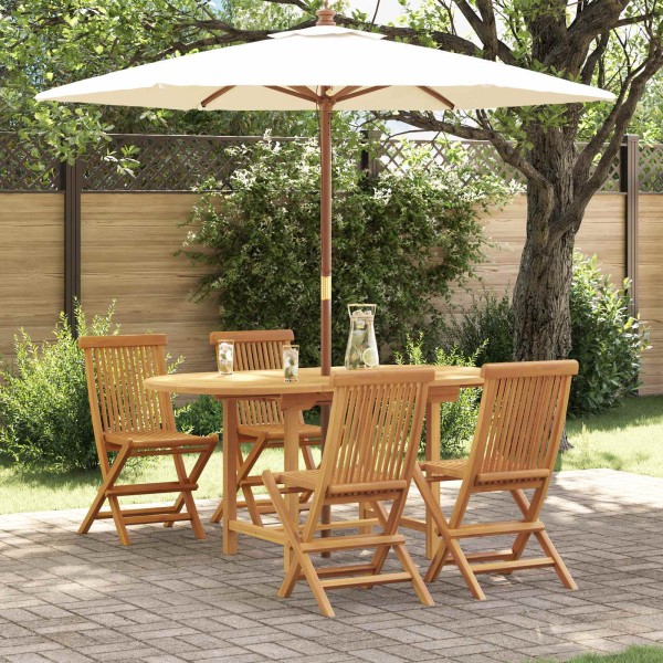 Garden dining set 5 pcs Brown Solid wood