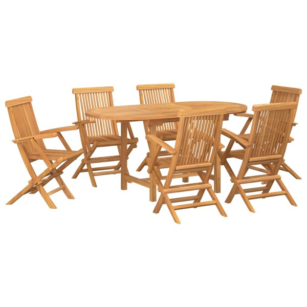 Garden dining set 7 pcs Brown Solid wood