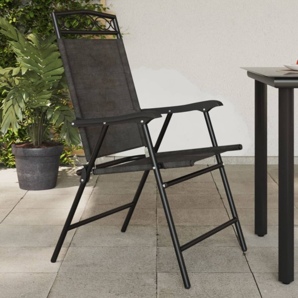 Folding garden chairs, 8 pcs., gray, steel and textile