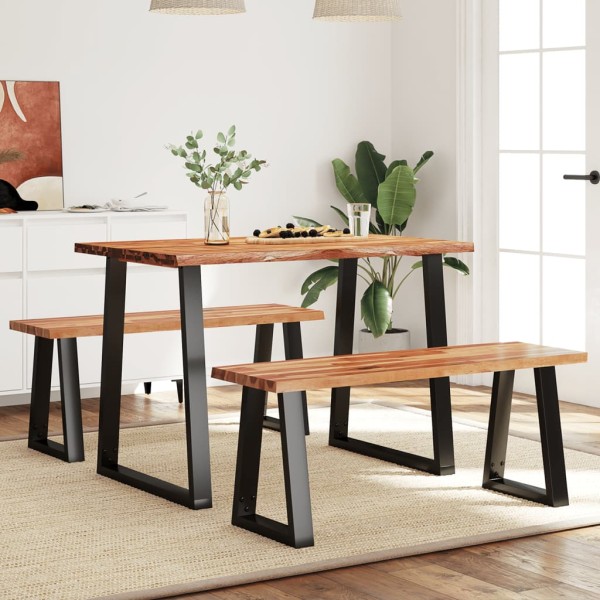 Living-edge dining set, 3-piece, solid acacia
