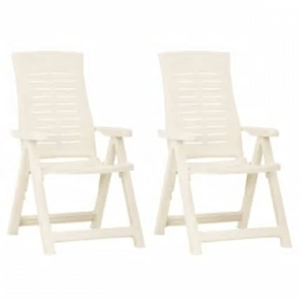 Reclining garden chairs, 2 pcs., white, plastic
