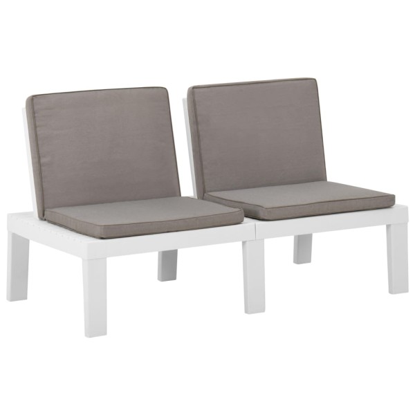 Garden rest bench with cushion, white, plastic