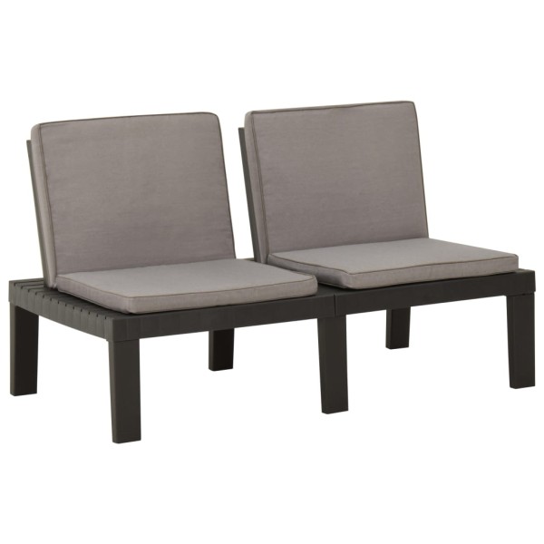 Garden rest bench with cushion, gray color, plastic