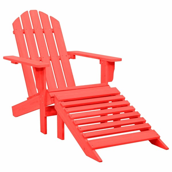 Garden Adirondack chair with ottoman, red, solid spruce