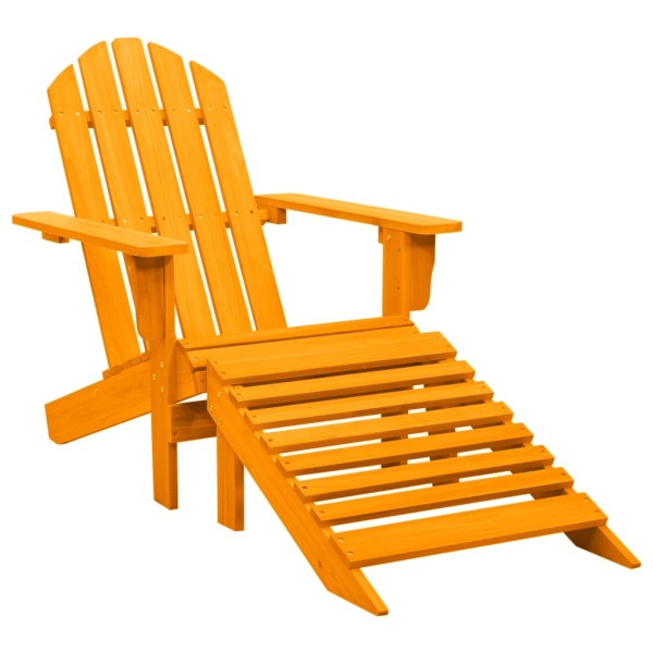 Garden Adirondack chair with ottoman, orange, solid spruce