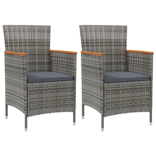 Garden dining chairs, 2 pcs., gray color, polyrattan