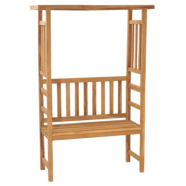 Garden bench with pergola, 115 cm, solid teak