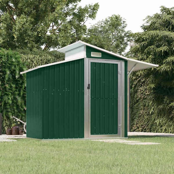 Garden shed, green, 270x130x208.5cm, galvanized steel