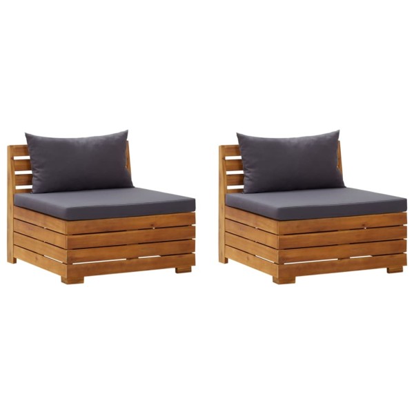 Double garden sofa with cushions, solid acacia wood