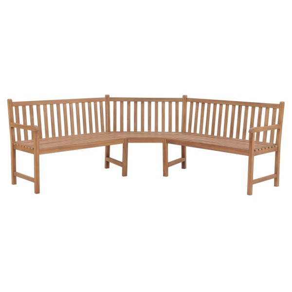 Corner garden bench, 185x185x90cm, solid teak