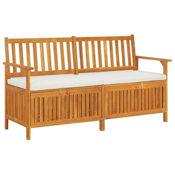 Bench-storage box with cushion, 148cm, acacia wood