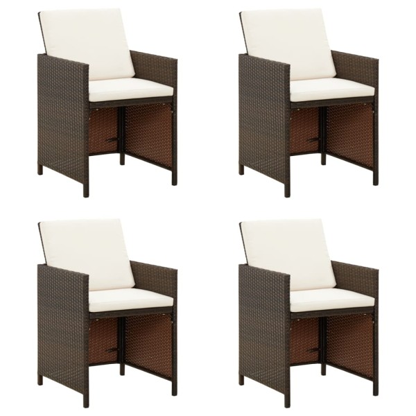 Garden chairs with cushions, 4 pcs., brown, polyrattan
