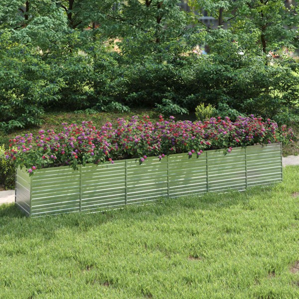 High garden bed, silver, 480x80x77cm, steel