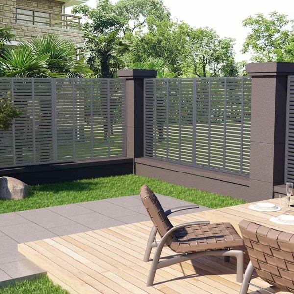 Blind type fence, gray color, 180x180cm, WPC